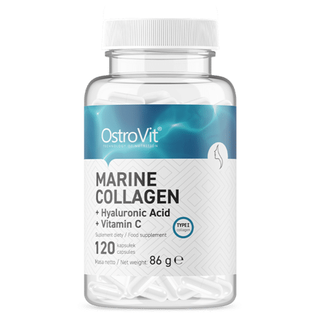 Billede af Collagen, Marine Type1 + Hyaluronsyre + Vitamin-C. 120 kapsler